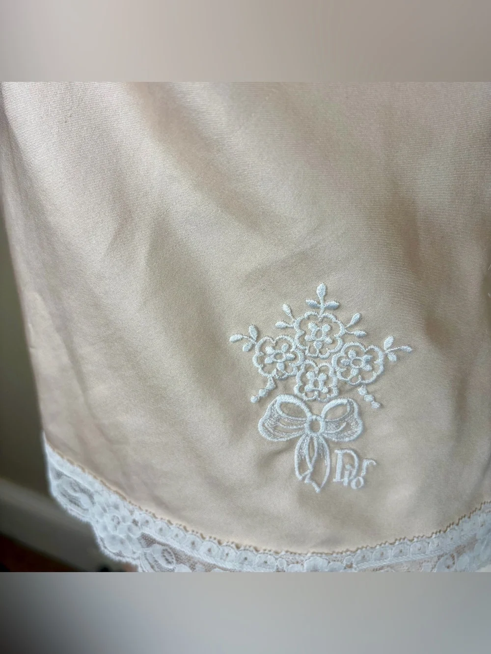 VTG 80s Christian Dior Monogramed Lingerie set size S/M Lace Camisole and Slip